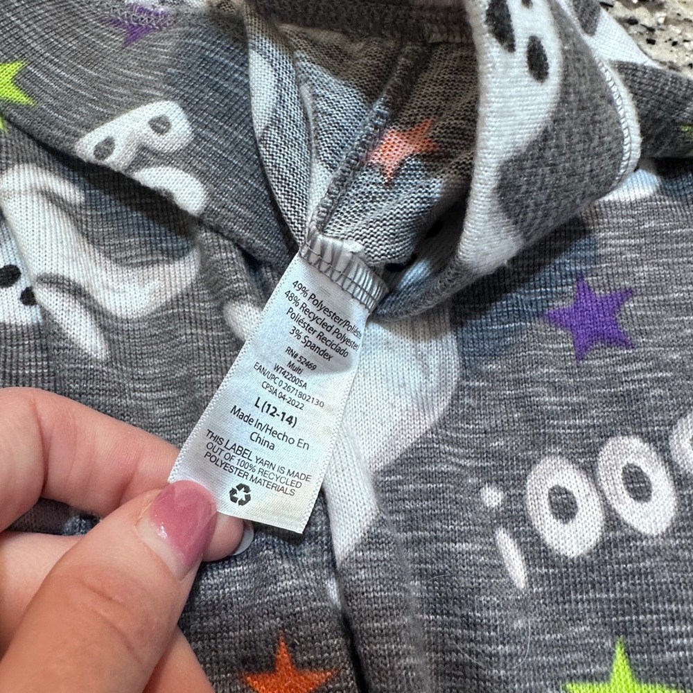 Celebrate Halloween PJs Ghost Boo Pajama Set Women L 12-14 Gray Long Sleeve - Picture 6 of 12